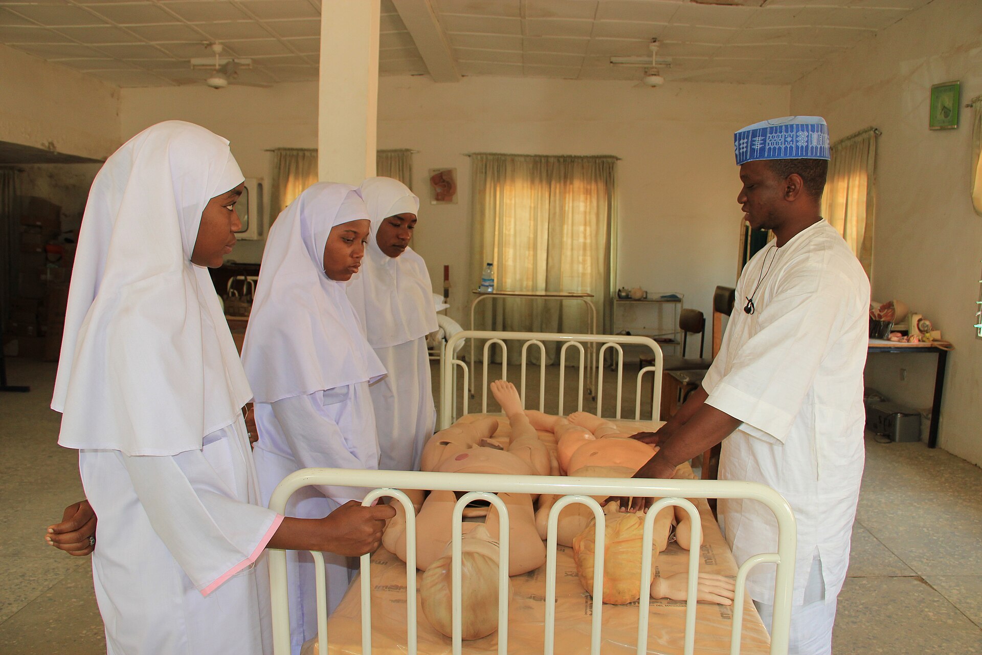 Health workers in a practical training session